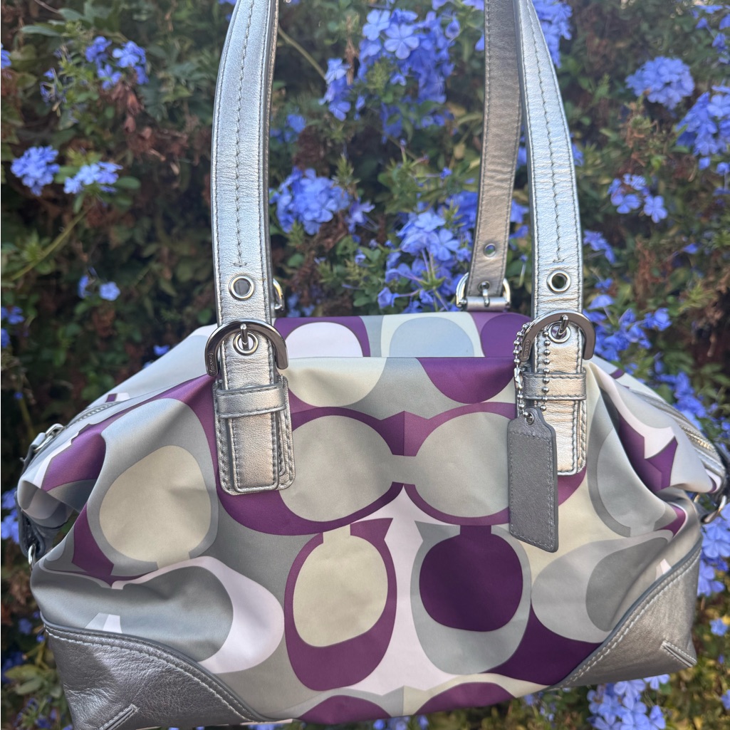 Vintage Coach Optic Convertible Scarf Print Carryall Shoulder Bag